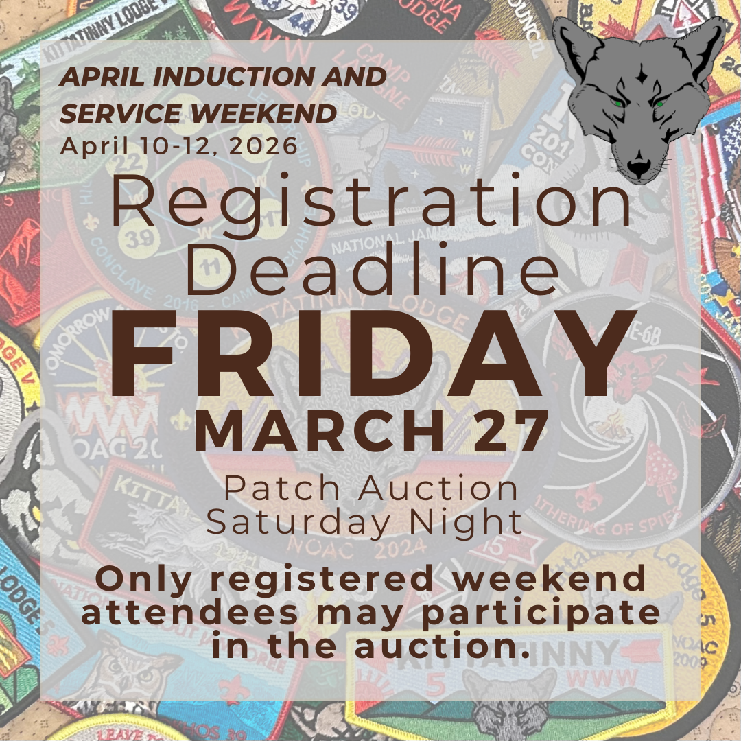 April Inductions Weekend and Patch Auction